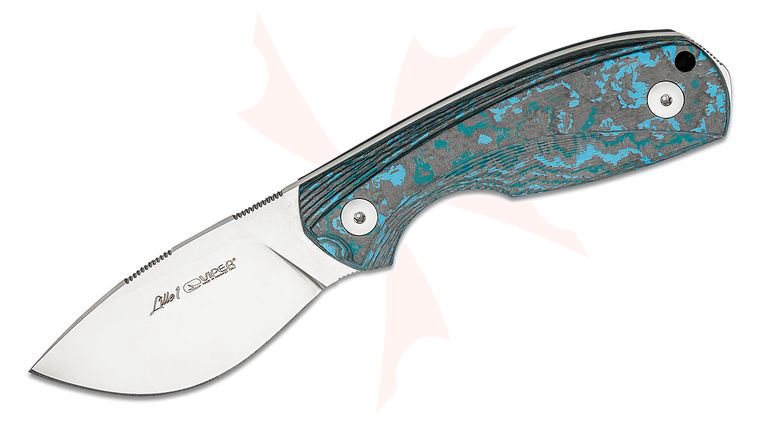 Viper Knives Vox Lille 1 Fixed Blade Knife 2.64 inch Elmax Satin Drop Point Blade, Arctic Storm FatCarbon Handles, Kydex Sheath