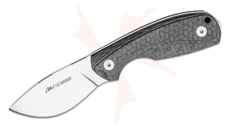 Viper Knives Vox Lille 1 Fixed Blade Knife 2.64 inch Elmax Satin Drop Point Blade, Carbon Fiber Handles, Kydex Sheath