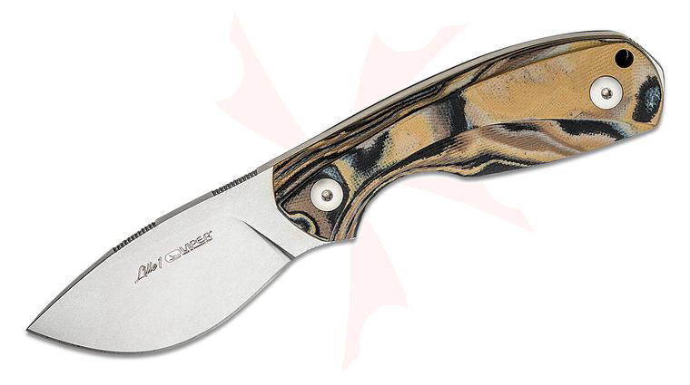 Viper Knives Vox Lille 1 Fixed Blade Knife 2.64 inch Elmax Stonewashed Drop Point Blade, Burl G10 Handles, Kydex Sheath