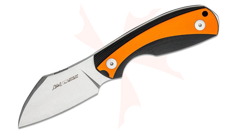 Viper Knives Vox Lille 2 Fixed Blade Knife 2.64 inch Elmax Stonewashed Sheepsfoot Blade, Black/Orange G10 Handles, Kydex Sheath
