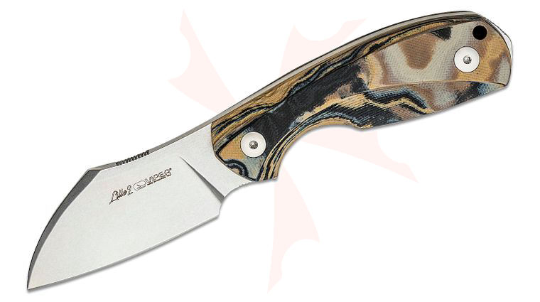 Viper Knives Vox Lille 2 Fixed Blade Knife 2.64 inch Elmax Stonewashed Sheepsfoot Blade, Burl G10 Handles, Kydex Sheath