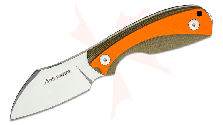 Viper Knives Vox Lille 2 Fixed Blade Knife 2.64 inch Elmax Stonewashed Sheepsfoot Blade, Green/Orange G10 Handles, Kydex Sheath