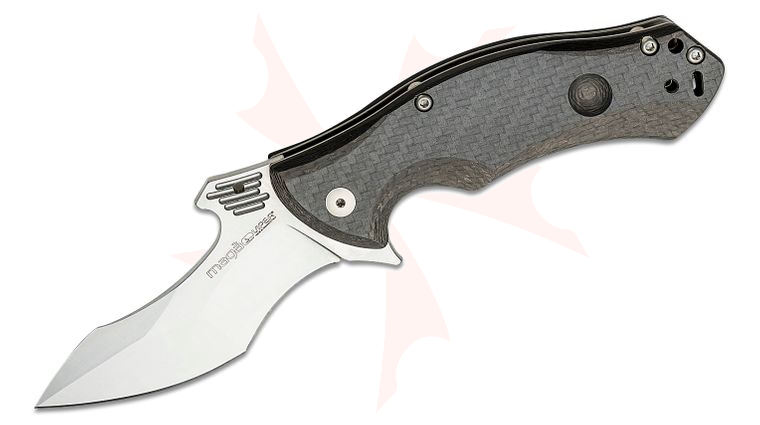 Viper Knives Maga Folding 3.625 inch Satin N690Co Recurved Blade, Carbon Fiber Handle