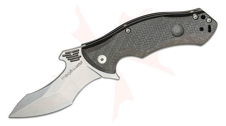 Viper Knives Maga Flipper Knife 3.625 inch Stonewashed N690Co Recurved Blade, Carbon Fiber Handle