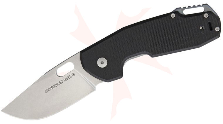 Viper Knives Odino Folding 2.875 inch Stonewashed N690Co Drop Point Blade, Black G10 and Titanium Handles
