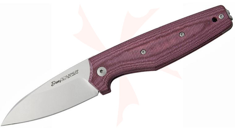 Viper Knives Dan 2 Slipjoint Front Flipper 2.875 inch N690Co Satin Sheepsfoot Blade, Burgundy Canvas Micarta Handles