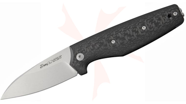 Viper Knives Dan 2 Slipjoint Front Flipper 2.875 inch N690Co Satin Sheepsfoot Blade, Carbon Fiber Handles