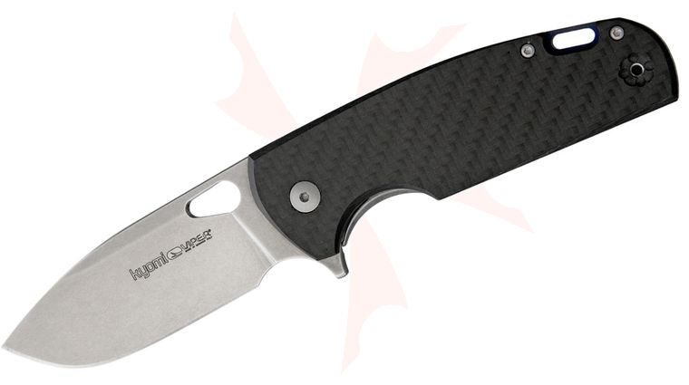 Viper Knives Vox Kyomi Flipper 3.15 inch N690Co Stonewashed Drop Point Blade, Carbon Fiber and Titanium Handles