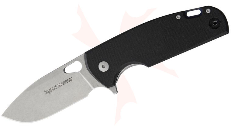 Viper Knives Vox Kyomi Flipper 3.15 inch N690Co Stonewashed Drop Point Blade, Black G10 and Titanium Handles