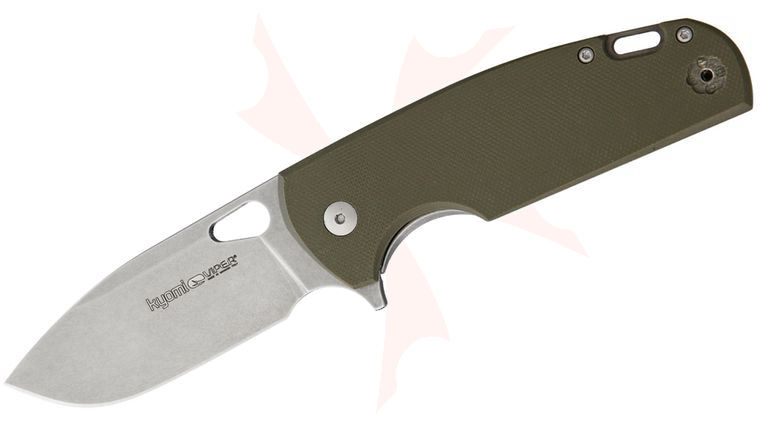 Viper Knives Vox Kyomi Flipper 3.15 inch N690Co Stonewashed Drop Point Blade, OD Green G10 and Titanium Handles