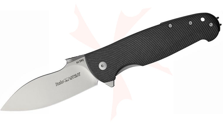 Viper Knives Italo Frame Lock Flipper 3.75 inch M390 Satin Drop Point Blade, Carbon Fiber and Titanium Handles