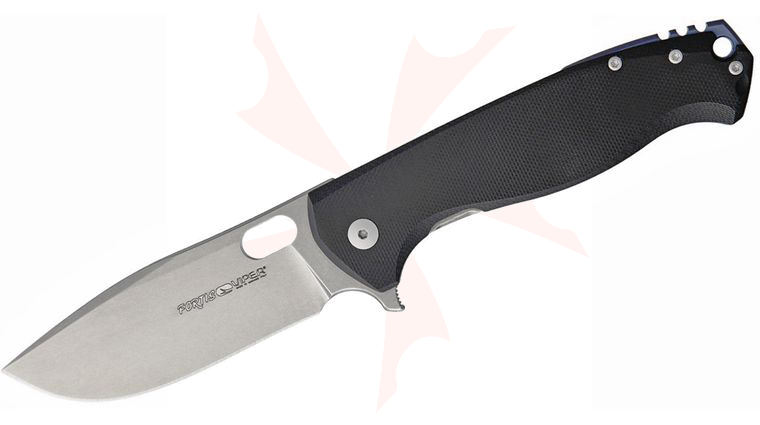 Viper Knives Vox Fortis Flipper 3.5 inch M390 Stonewashed Drop Point Blade, Black G10 and Titanium Handles
