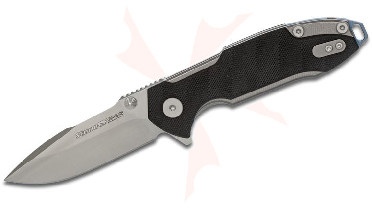 Viper Knives Hinderer Storm Flipper 3.125 inch M390 Satin Drop Point Blade, Black G10 and Titanium Handles, HMBS Compatible