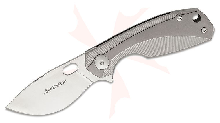 Viper Knives Vox Lille Flipper Knife 2.5 inch M390 Drop Point Blade, Bead Blasted Titanium Handles with Gray Liners