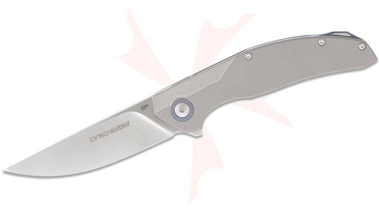 Viper Knives Orso Flipper Knife 3.375 inch M390 Satin Drop Point Blade, Milled Titanium Handles