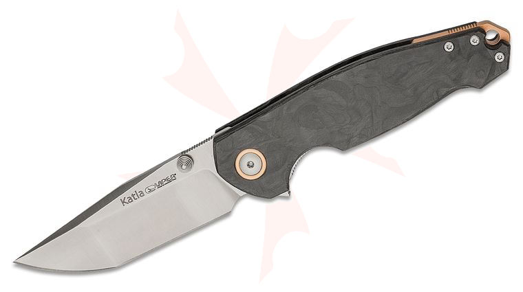 Viper Knives Vox Katla Flipper Knife 3.25 inch M390 Satin Tanto Blade, Smooth Marble Carbon Fiber Handles