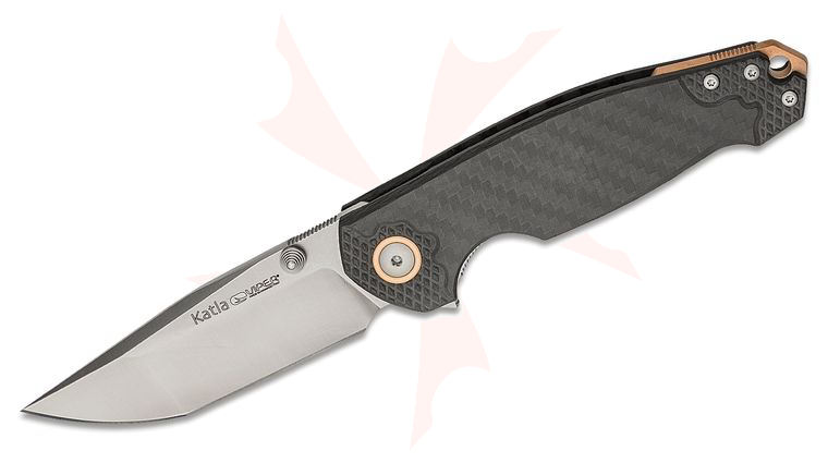 Viper Knives Vox Katla Flipper Knife 3.25 inch M390 Satin Tanto Blade, 3D Carbon Fiber Handles