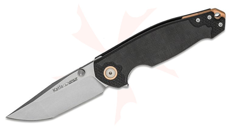 Viper Knives Vox Katla Flipper Knife 3.25 inch M390 Stonewashed Tanto Blade, 3D Black G10 Handles