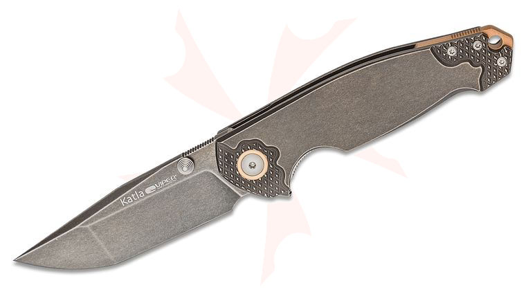 Viper Knives Vox Katla Flipper Knife 3.25 inch M390 Dark Stonewashed Tanto Blade and 3D Titanium Handles