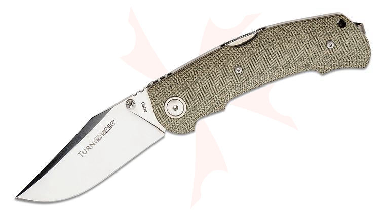Viper Knives Turn Essential Folding Knife 3.23 inch M390 Satin Clip Point Blade, Green Canvas Micarta Handles