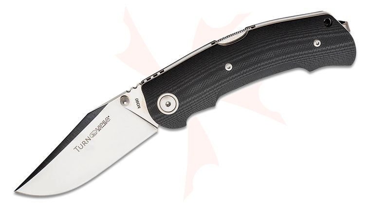 Viper Knives Turn Essential Folding Knife 3.23 inch M390 Satin Clip Point Blade, Black G10 Handles