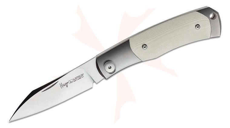 Viper Knives Hug 2 Slipjoint Folding Knife 3.125 inch M390 Satin Sheepsfoot Blade, Bolstered Titanium Handles with Ivory G10 Scales