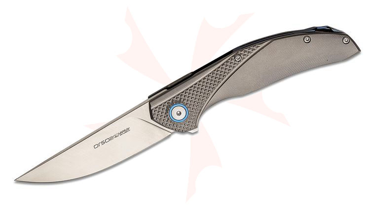Viper Knives Orso 2 Flipper Knife 3.43 inch LO-QPM 20-4 Satin Straight Back Blade, 3D Milled Stonewashed Titanium Handles