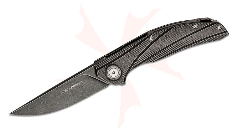 Viper Knives Orso 2 Flipper Knife 3.43 inch LO-QPM 20-4 Black Stonewashed Straight Back Blade, Milled Black Stonewashed Titanium Handles