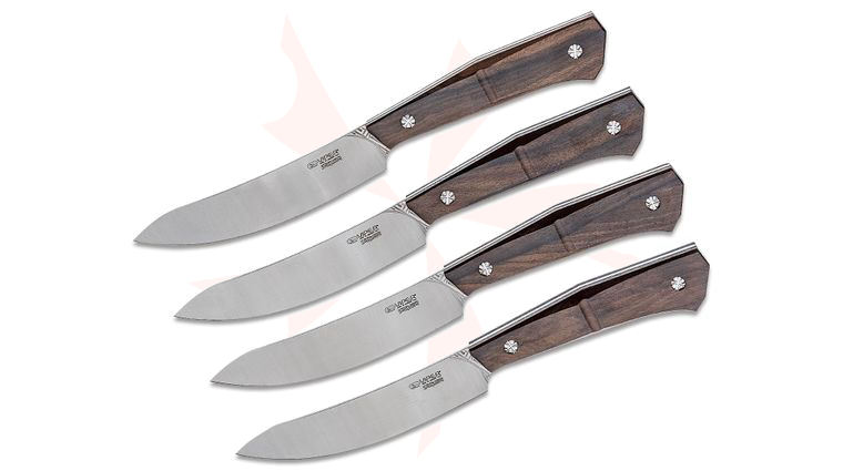 Viper Knives Sakura 4-Piece Steak Knife Set 4.53 inch Nitro B Stainless Steel Satin Blades, Zircote Wood Handles