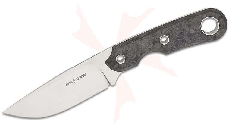 Viper Knives Tommaso Rumici Basic-1 Fixed Blade Knife 3.75 inch CPM-MagnaCut Satin Drop Point Blade, Marbled Carbon Fiber Handles, Kydex Sheath