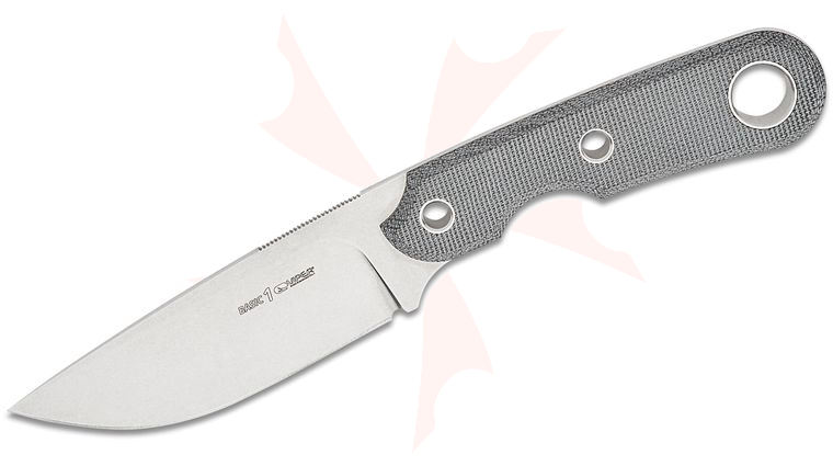 Viper Knives Tommaso Rumici Basic-1 Fixed Blade Knife 3.75 inch Bohler D2 Stonewashed Drop Point Blade, Black Canvas Micarta Handles, Kydex Sheath