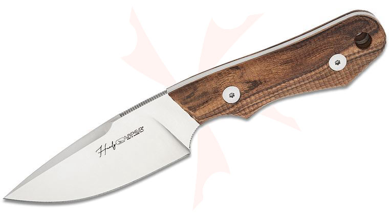Viper Knives Handy Fixed Blade Knife 3.3 inch CPM-MagnaCut Satin Drop Point Blade, 3D Machined Walnut Wood Handles, Leather Sheath