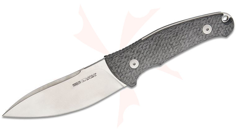 Viper Knives Anso Nordlys Fixed Blade Knife 3.75 inch Bohler N690 Satin Modified Drop Point, Carbon Fiber Handles, Leather Sheath