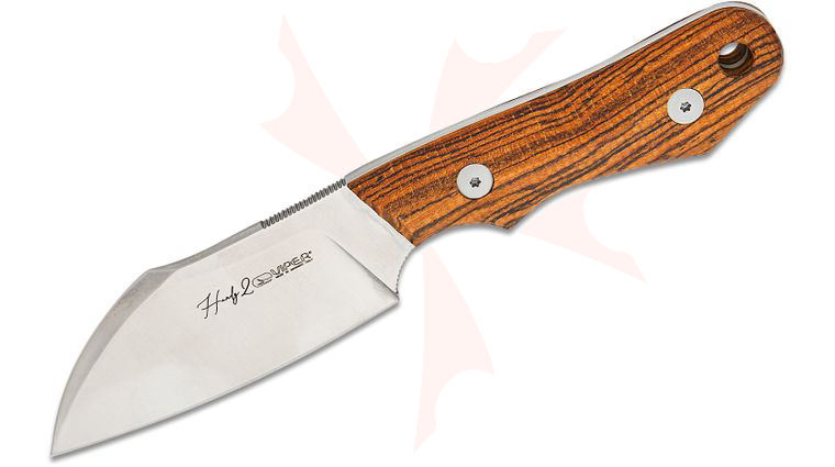 Viper Knives Handy 2 Fixed Blade Knife 3.3 inch M390 Satin Sheepsfoot Blade, 3D Machined Bocote Wood Handles, Leather Sheath