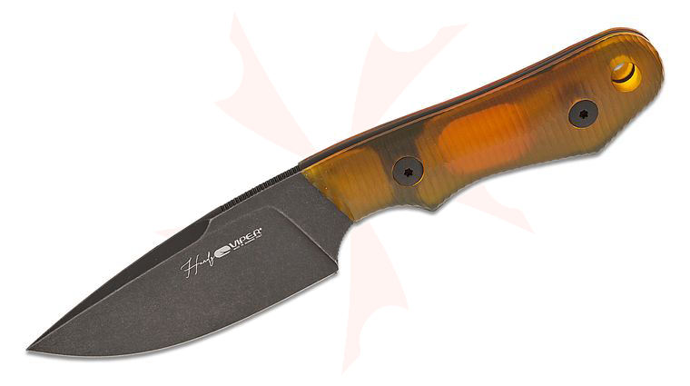 Viper Knives Handy Fixed Blade Knife 3.3 inch CPM-MagnaCut Dark Stonewashed Drop Point Blade, 3D Machined Ultem Handles, Kydex Sheath