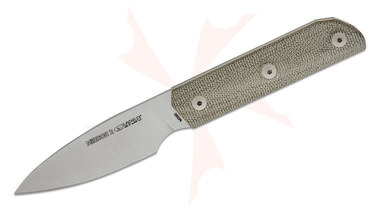 Viper Knives Mirror2 Pocket Fixed Blade Knife 3.25 inch M390 Stonewashed Drop Point Blade, 3D Machined Green Canvas Micarta Handles, Magnetic Leather Sheath