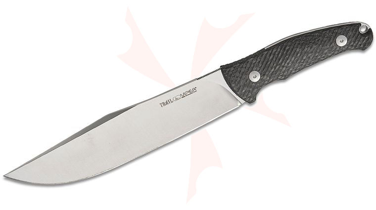 Viper Knives Anso Trail Fixed Blade Knife 6.75 inch Bohler N690 Clip Point Blade, Carbon Fiber Handles, Leather Sheath