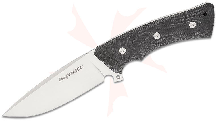 Viper Knives Gianghi Fixed Blade Knife 4.625 inch N690 Satin Drop Point Blade, Black SureTouch Handles, Leather Sheath