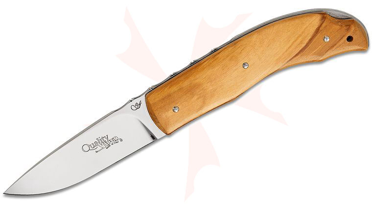 Viper Knives Quality Lockback Folding Knife 3 inch N690Co Polished Drop Point Blade, Olive Wood Handles, Leather Pocket Sheath