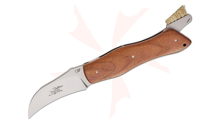 Viper Boletus Mushroom Knife 2.75 inch Hawkbill Blade, Cocobolo Wood Handle, Leather Pocket Sheath