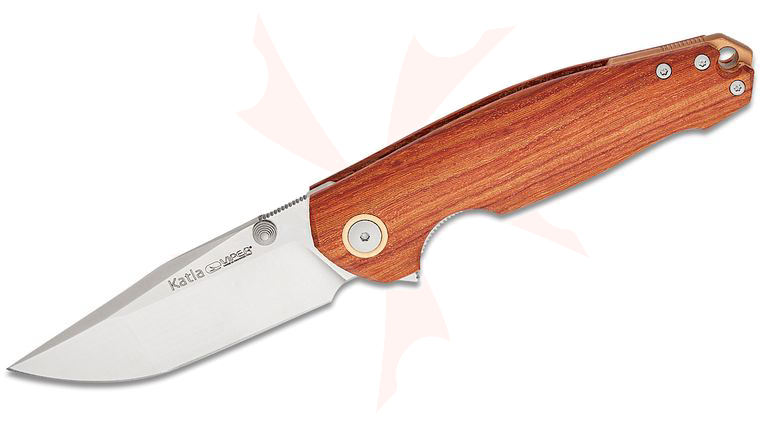 Viper Knives Vox Katla Flipper Knife 3.25 inch M390 Satin Tanto Blade, Smooth Pau Rose Wood Handles with Bronze Backspacer