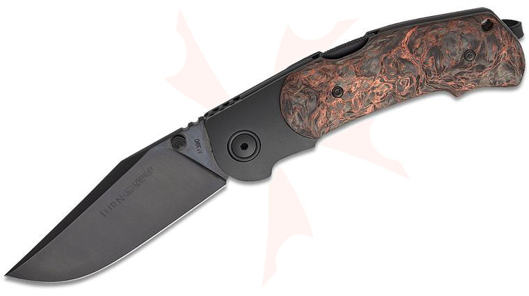 Viper Knives Turn Limited Edition Folding Knife 3.23 inch M390 Black PVD Clip Point Blade, Bolstered Titanium Handles with Copper Dark Matter Carbon Fiber Scales