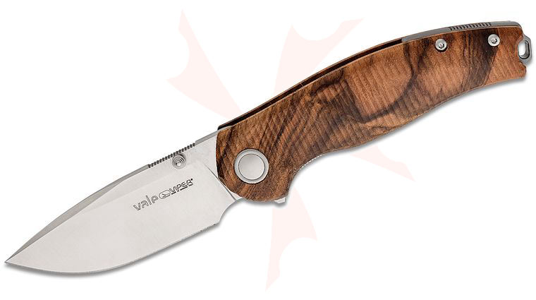 Viper Knives Jesper Voxnaes Vale Flipper Knife 3 inch CPM-MagnaCut Satin Drop Point Blade, Walnut Handles