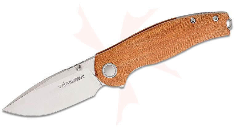 Viper Knives Jesper Voxnaes Vale Flipper Knife 3 inch CPM-MagnaCut Satin Drop Point Blade, Pau Rose Wood Handles
