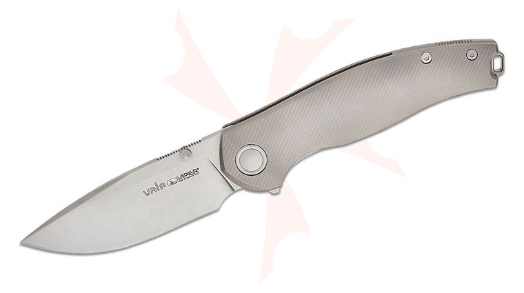 Viper Knives Jesper Voxnaes Vale Liner Lock Flipper Knife 3 inch CPM-MagnaCut Satin Drop Point Blade, Milled Titanium Handles