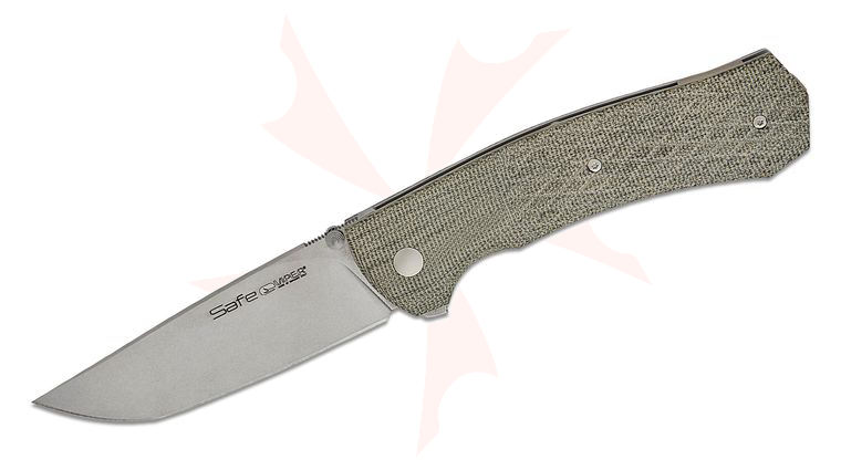 Viper Knives Safe Liner Lock Flipper Knife 3.74 inch M390 Stonewashed Tanto Blade, 3D Milled Green Canvas Micarta Handles