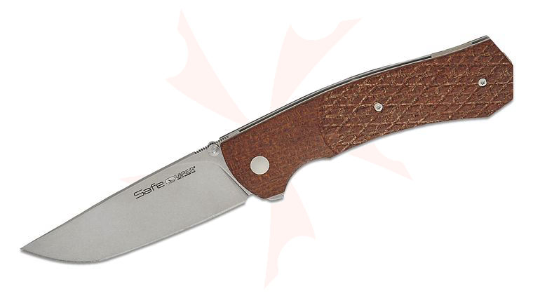 Viper Knives Safe Liner Lock Flipper Knife 3.74 inch M390 Stonewashed Tanto Blade, 3D Milled Brown Burlap Micarta Handles