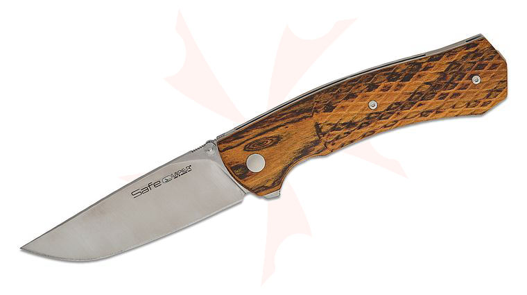 Viper Knives Safe Liner Lock Flipper Knife 3.74 inch M390 Satin Tanto Blade, 3D Milled Natural Bocote Wood Handles