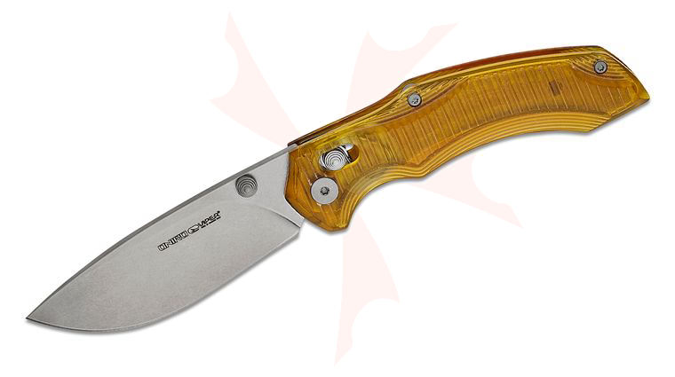 Viper Knives Denis Simonutti Oniro Crossbar Lock Folding Knife 3.19 inch CPM-MagnaCut Stonewashed Drop Point Blade, 3D Machined Ultem Handles