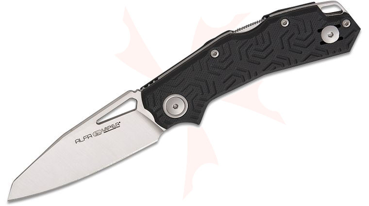 Viper Knives Alfa Lockback Folding Knife 2.95 inch CPM-MagnaCut Satin Modified Wharncliffe Blade, Black 3D G10 Handles